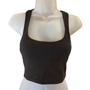 NWOT Move Theory Cropped Sports Bra Black Women Small Removable Pads Active Yoga